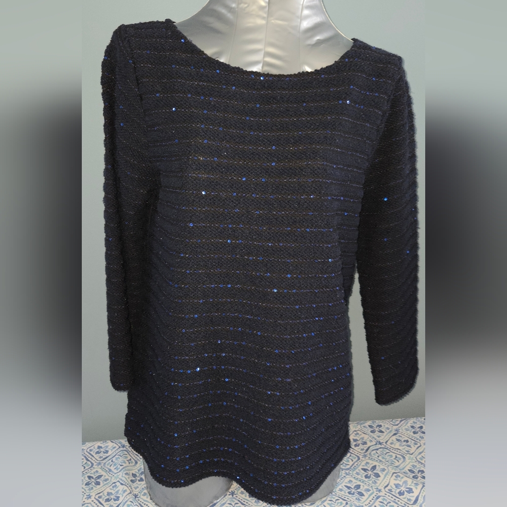 Banana Republic Dark Blue Sequin Boatneck Sweater Size Small